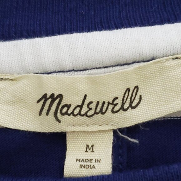 Madewell Oversized Long-Sleeve Striped Crewneck Cotton Tee Size Medium - Picture 9 of 11